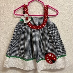 Adorable Gingham Dress with Ladybug Design